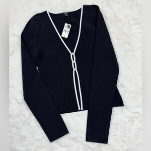 NWT EXPRESS BODY CONTOUR CONTRAST TIPPED BUTTON FRONT CARDIGAN
